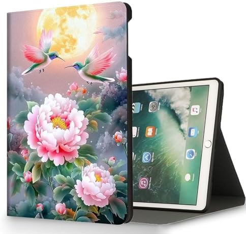 for Microsoft Surface Pro X/Pro X Plus-13 2019/2020/2021/2024 Tablet Case,Auto Wake/Sleep,Adjustable Stand Protective Cover - Chinese Style Peony Hummingbird