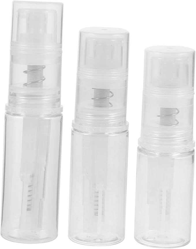 LIFKOME 3pcs Portable Powder Sprayer Dispenser Bottle 14ml 18ml 25ml White | Pet Body with Pp Nozzle, Refillable Design, Precise Control for Talcum Powder and Dry Shampoos, Travel and Daily Commutes