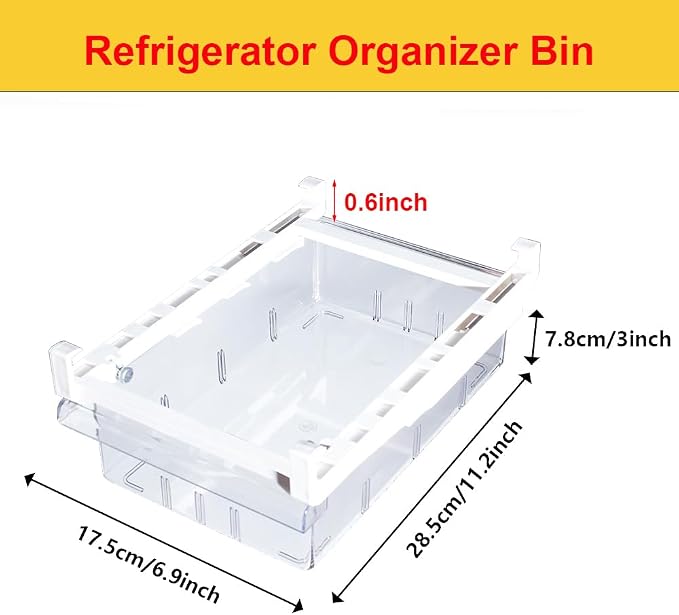 2Pcs Refrigerator Organizer Bins Refrigerator Drawer Fridge Organizers | 2Packs Refrigerator Organizer Fridge Egg Drawer, Pull-out Fridge Storage Box Refrigerator Egg Drawer