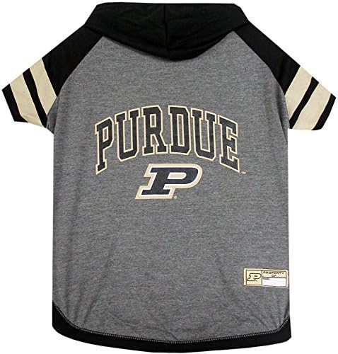 Pets First NCAA Purdue Boilermakers Dog Hoodie, Medium, Grey, Letter Print, All Seasons, Unisex, Pull On, Machine Washable