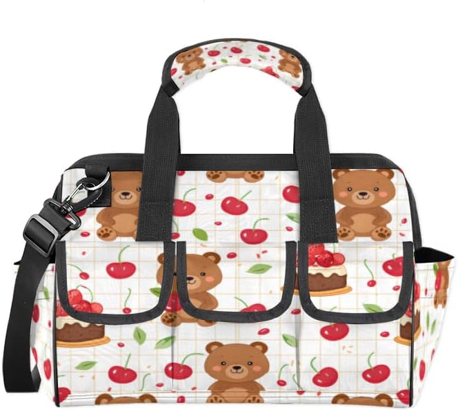 Cherry Heavy Duty Tool Bag 14.8 Inch Bear Portable Soft Tool Box Organizer Storage with Adjustable Shoulder Strap