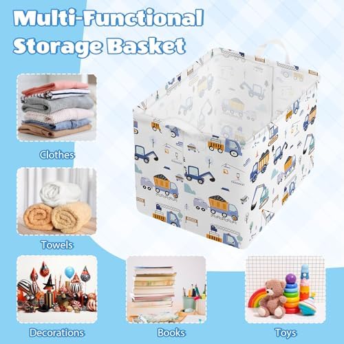 Collapsible Storage Basket Collapsible Fabric Laundry Basket with Handles | Spacious 15.7"×11.8"×11.8" size Folding Design Easy to Store Sturdy Fabric with Reinforced Handle Easy to Clean