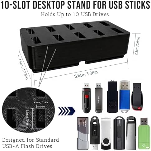 Flash Drive Desk Organizer Stand FEWINA USB Holder Storage Electronic Accessories Organizer for USB Flash Drive Stand, Thumb Drive Holder, Jump Drive Stands, Black