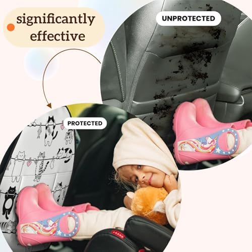 Car Seats Back Protector 2 PCS - Cute Cats | with 3 Storage Pockets, Shield Seats From Dirt, Mud Scratches, Fits Cars SUVs Trucks and Jeeps