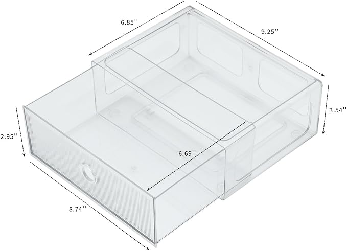 Clear Desk Drawer Organizers, 4 Drawers, Plastic | Stackable Desk Organizers and Accessories, For Marker Pen, Pencils, Stationery, For Home Office, Bathroom, Kitchen