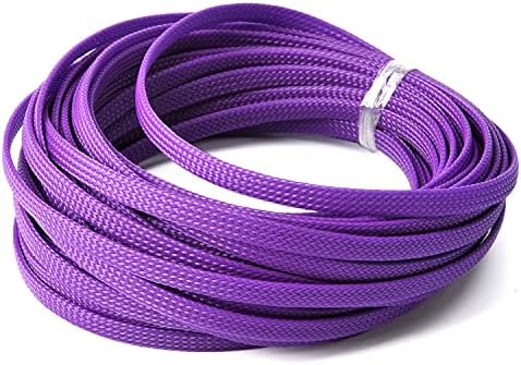 Bettomshin 1Pc 32.8Ft(10m) Cable Management Sleeve, 1/4"(6mm) Width PET Purple Cord Protector, Wire Loom Tube Insulated Split Sleeving for USB Cable Power Cord Organizer Video Cable Hider