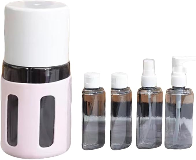 4 in 1 Travel Dispenser, 4 Pack Travel Bottles for Toiletries, Leak Proof Travel Size Containers, Portable Containers for Shampoo Lotion Conditioner Cream (PINK 60 ML)