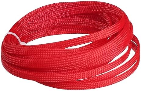 Othmro 16.4ft PET Flexible Expandable Braided Cable Sleeves 0.23inch Width Wire Loom Sleeving and Organizer Flexible Wire Mesh Sleeves for TV Audio PC Cords from Pets Chewing Red