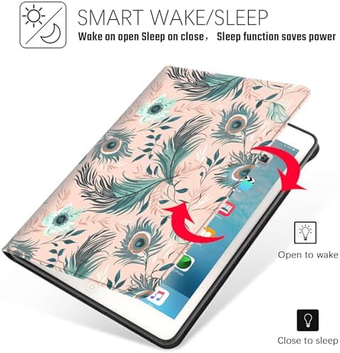 Tablet Case for iPad mini 6 Case 8.3 Inch 2021,Shockproof Protective Cover with Stand,Auto Wake/Sleep,Peacock Feather Flower