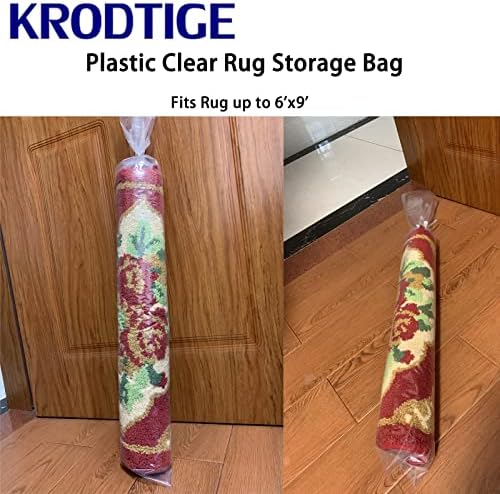 4 Pcs Plastic Rug Storage Bag with 10 Ties,4.5Mil Heavy Duty Fits Rug up to 6' x 9'，Perfect for Moving, Packing and Shipping Rolled Carpet