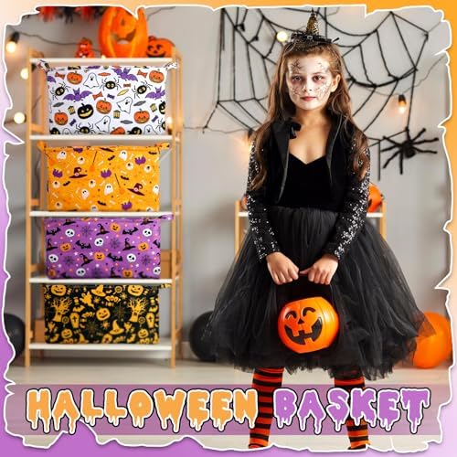 Breling 4 Pcs Halloween Baskets Spooky Boo Baskets