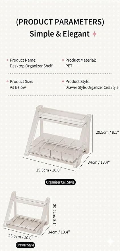 Clear 2-Tier Desktop Organizer with Drawers & Compartments
