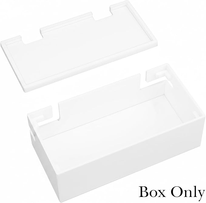 Linkidea Compact Bathroom Cable Organizer Box for Electric Toothbrush Chargers, Small Cord Hider Storage Case, Acrylic Countertop Wire Management (White)