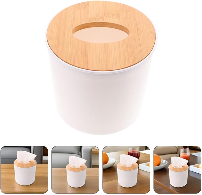 3pcs Tissue Box Cover Organizer with Detachable Round Pet Lid | White Decorative Holder for Vanity Dresser and Offices, Portable Stable Storage for Facial Tissues