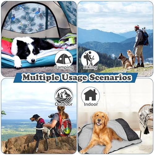 Dog Sleeping Bag Waterproof Warm Packable Dog Bed with Storage Bag Large Portable Pet Bed Mat for Travel Camping Hiking Backpacking Indoor Outdoor