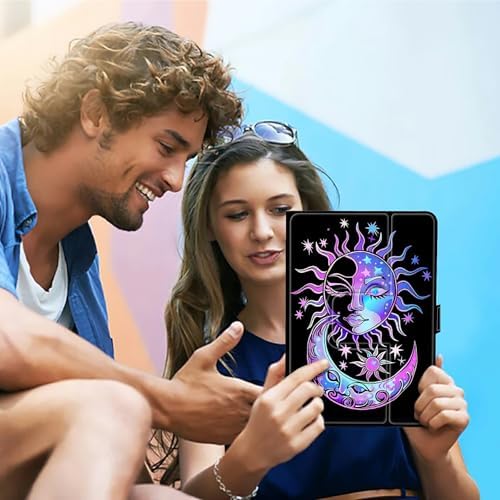 Universal Tablet Case for T-Mobile Revvl Tab 2 10.1" 2025/Revvl Tab 5G 10.36" 2023, 360 Degree Rotating Kickstand Protective Stand PU Leather Shell Cover for 9"-10.5", Purple Moon Sun