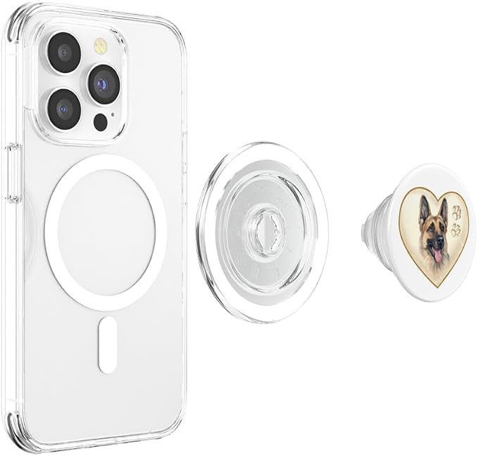 Dog, Pet, German Shepherd, Puppy, Heart, Paws, Pop-Socket PopSockets PopGrip: Swappable Grip for Phones & Tablets PopSockets PopGrip for MagSafe