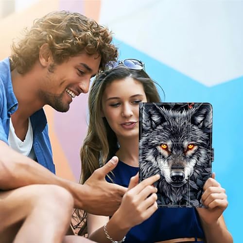 Universal Tablet Case for T-Mobile Revvl Tab 2 10.1" Model:9185W 2025/Revvl Tab 5G 10.36" 2023, 360 Degree Rotating Kickstand Protective Stand PU Leather Shell Cover for 9"-10.5", Grey Wolf