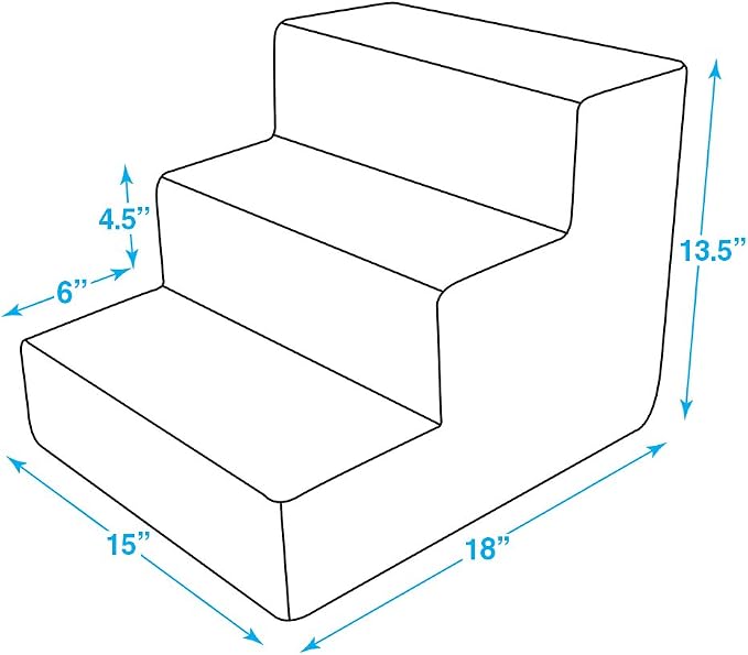 Best Pet Supplies Dog Stairs & Steps - Foam Steps for Small Dogs & Cats, Non-Slip Indoor Balanced Pet Step Support, Dog Ramp, No Assembly, Brown Lattice Print, 3-Step (13.5-inch Height)