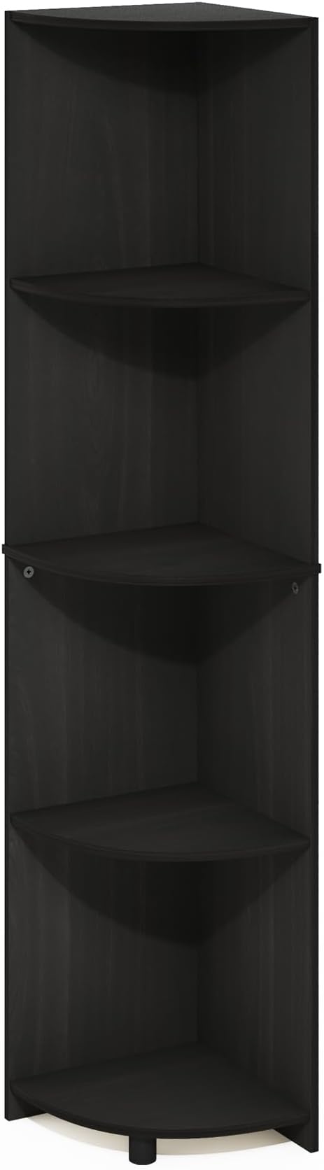 Furinno ECON Corner Shelf, 4-Tier Corner Book Shelf, Storage Shelves, Display Rack, Bookshelf, for Organization and Storage, Living Room, Home Office, Espresso