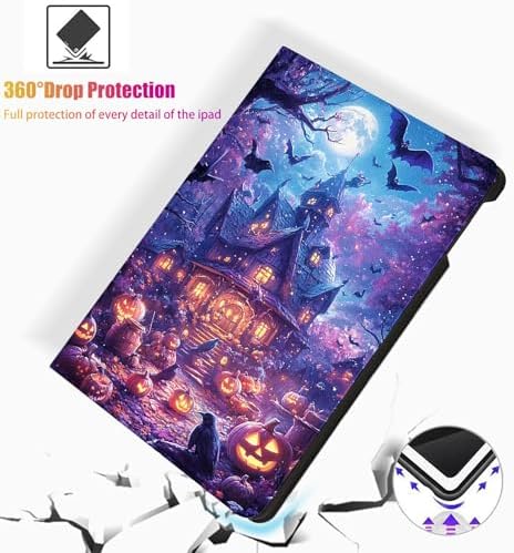 for Microsoft Surface Pro X/Pro X Plus-13 2019/2020/2021/2024 Tablet Case,Auto Wake/Sleep,Adjustable Stand Protective Cover - Halloween Pumpkin House