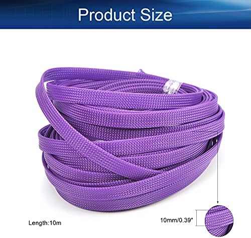 Bettomshin 1Pc 32.8Ft(10m) Cable Management Sleeve, 3/8"(10mm) Width PET Purple Cord Protector, Wire Loom Tube Insulated Split Sleeving for USB Cable Power Cord Organizer Video Cable Hider