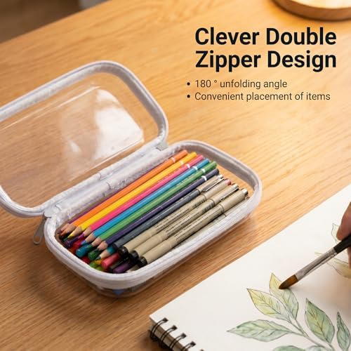 4 Pack Clear Hard Shell Zipper Case, Small Diaper Bag Organizer Pouches, Heavy Duty Crush-Proof Clear Zipper Pouches for Purse & Tote, Travel Makeup Bag for Toiletries, Electronics, Toys
