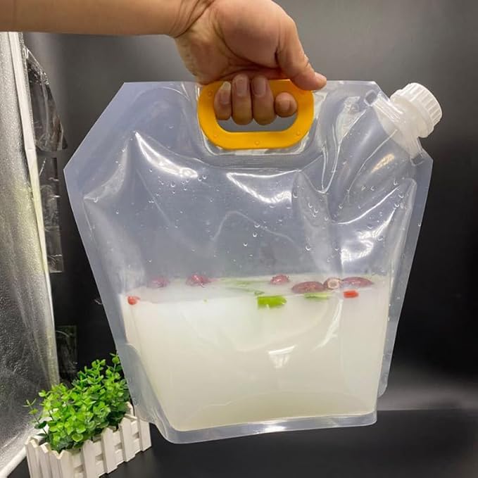 PRETYZOOM Transparent Beverage Bag Pa/Pet with Handle 4 Pack | Food Grade Plastic, with Cover, Disposable Design, for Beer, Soy Milk, Juice