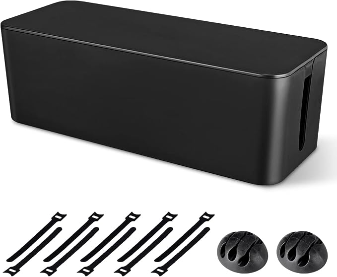 Cable Management Box, Large Cord Organizer Box to Hide Power Strip | Under Desk Cable Organizer, TV Computer Wires Cord Organizer, Cable Management Set, for Home/Office