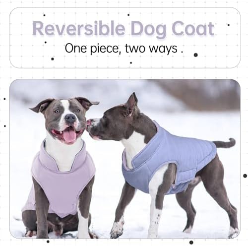 Lelepet Reversible Dog Coat Windproof Dog Puffer Jacket Lightweight Vest