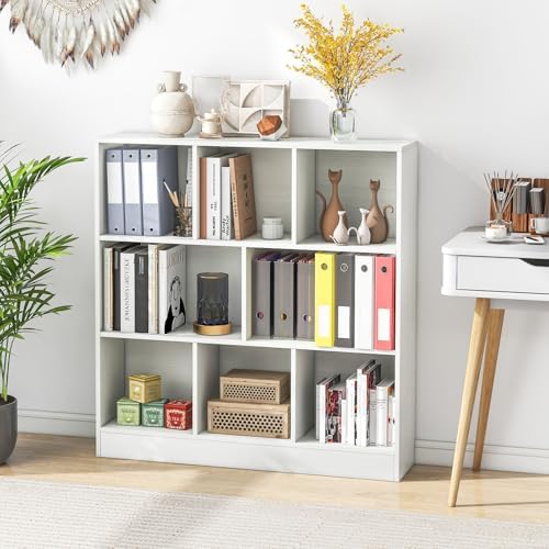 GIANTEX 8 Cube Bookcase, 4-Tier Freestanding Bookshelf w/ 8 Open Compartments, 2 Anti-Tipping Kits, Modern Display Cabinet, 41" Wood Cubby Storage Organizer for Living Room, Bedroom, White