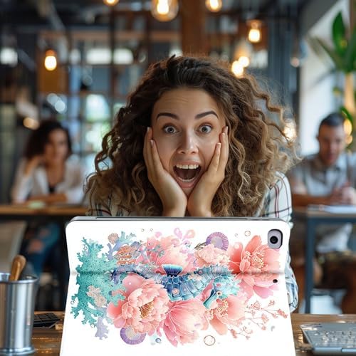 for Microsoft Surface Go 4/3/2/1-10.5" 2021 Tablet Case,Auto Wake/Sleep,Adjustable Stand Protective Cover - Seahorse Flower