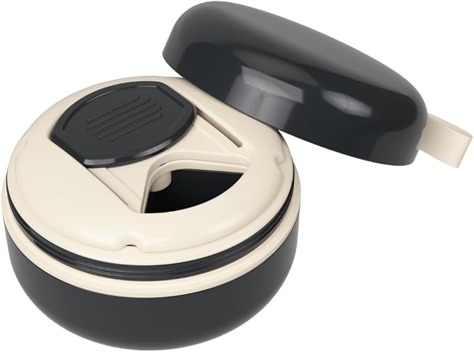 Ezy Dose Mini Vitamin Organizer, Multi Compartments, Black & Cream, Small | Portable and Compact Design, Easy Access Sliding Pill Dispenser, Supplement Organizer with Anti-Mix Design, Travel Friendly