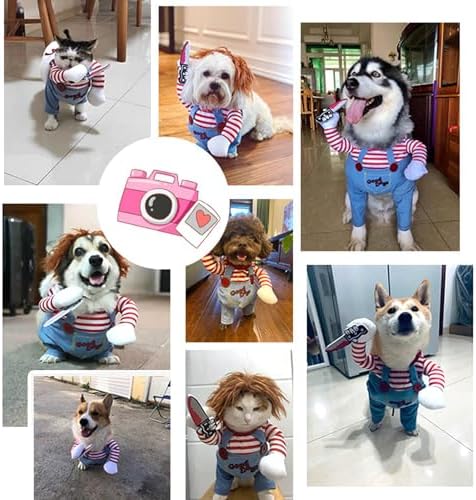 Deadly Doll Pet Costume - Dog & Cat Halloween Outfit, Small to Large Sizes, Spooky & Cool Apparel