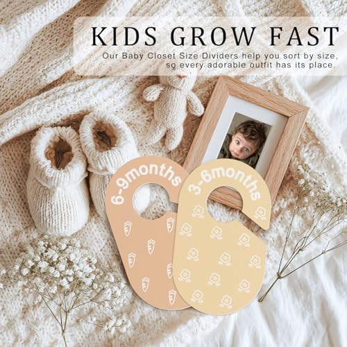 slapaflife Baby Closet Dividers, Double-Sided Cute Design Baby Clothes Dividers for Closet, Baby Clothes Organizer for Sorting Clothing in 7 Sizes from Newborn to 12+ Months