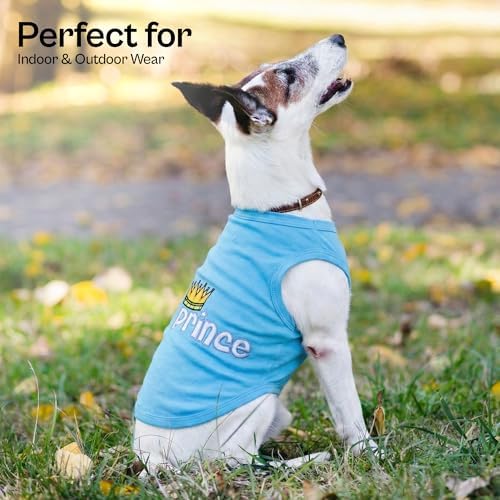 Parisian Pet Dog Shirt – 100% Cotton Shirts for Large Dogs – Blue Sleeveless Pet Clothes – Lightweight and Breathable Dog Apparel – Boy Dogs Clothes - Stretchy Pet T Shirts