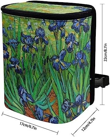DISNIMO Irise Van Gogh Car Trash Can with Lid, Leak Proof Trash Bin Garbage Bag Collapsible Automatic Portable Trash Can, Easy to Clean, Used in Car Home Office