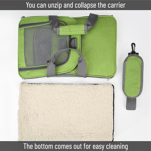 Mr. Pen- Pet Carrier, 17.5" x 11.2" x 11.5", Medium Size, Green | Portable Travel Carrier for Small Pets, Cats & Small Dogs, Breathable Mesh, Safety Inner Leash
