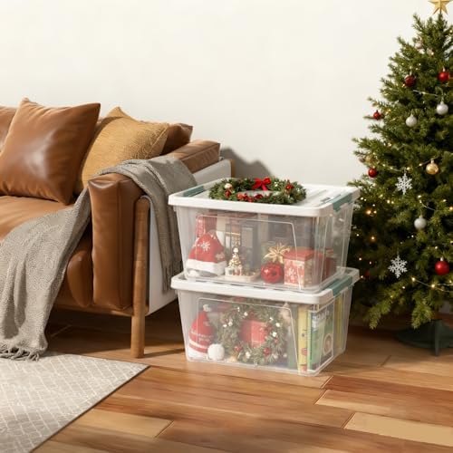 Zopnny 35 Qt Clear Stackable Storage Bins with Lids, 6-Pack