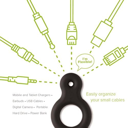 UT Wire Binditz Mini for Mobile Attachable Silicon Cable Wrap Earphone, Chargers & USB, Set of 8, Black