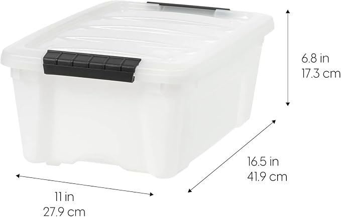 IRIS USA 6-Pack 13 Quart Storage Bins with Lids, Pearl | Conceals contents for a clean look. Ideal for shoes, photos, documents, and small essentials. Nestable design saves space