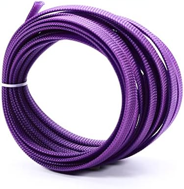 Bettomshin 1Pc 16.4Ft(5m) Cable Management Sleeve, 3/8"(10mm) Width PET Purple Cord Protector, Wire Loom Tube Insulated Split Sleeving for USB Cable Power Cord Organizer Video Cable Hider