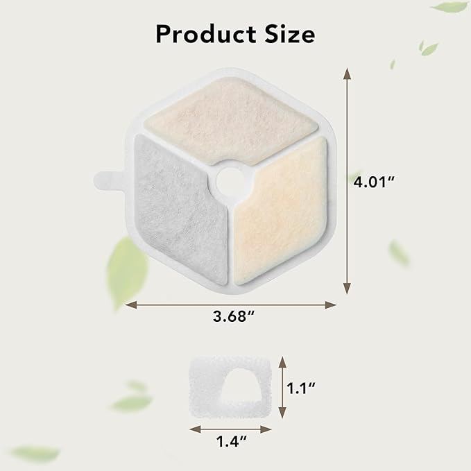 Smartoo 12 Packs Official Replacement Filters and 12 Packs Sponges for 152oz/4.5L Wireless Cat Water Fountain PTM-643