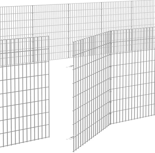 Large Galvanized Iron Animal Enclosure 31.5 x 170.1 x 85 in Silver, Expandable Outdoor Pet Cage for Rabbits Guinea Pigs, Weather-Resistant Playpen for Indoor Backyard