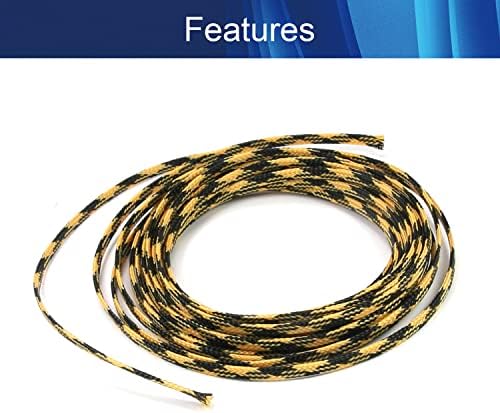 Jutagoss PET Expandable Braided Cable Sleeve, 16.4ft - 3/16 inch Black Yellow Cable Management Sleeve, Wire Loom Tube Cord Protector for USB Cable, Power Cord, Audio Video and More, 1Pc