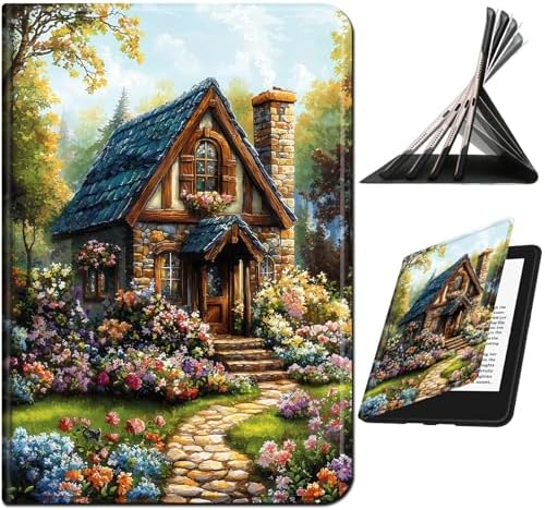 Case for Samsung Galaxy Tab S10+ Plus 2024/ S9 FE Plus/ S9 Plus 12.4" 2023 | Slim Leather Smart Cover with Multi-Angle Anti-Slip Stand [Auto Wake/Sleep] Shell for Women Men, Garden Castle