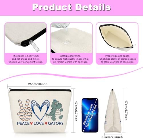 Alligator Gift Makeup Bag Alligator Themed Gifts Gators Lover Gift for Daughter Sister Friend Cosmetic Bag Animal Lover Gifts Christmas Birthday Graduation Present for Her Female Tarvel Pouch