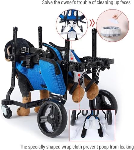 Adjustable Dog Wheelchair for Rear Legs Pet li Aid Lightweight Small Mum Cart for Dogs(Blue)