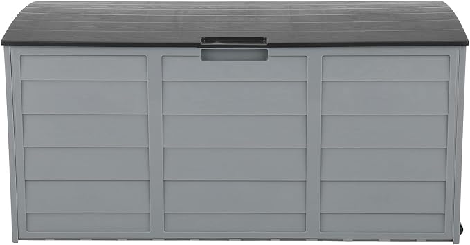 Outdoor Storage Box with Wheels, 75 Gallon Mobile Waterproof Resin Deck Box, Plastic Lockable Containers for Backyard Patio Cushions, Garden Tools, Pool Accessories, UV-Resistant Furniture