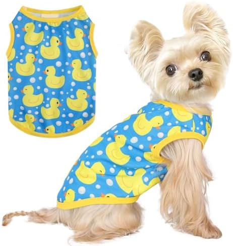 Dog Shirt Vest Dog Clothes for Small Dogs Boy Girl Stretchy Summer Puppy T-Shirts Soft Breathable Lightweight Puppy Sweatshirt Pet Cat Outfit (Blue Duck, X-Small)